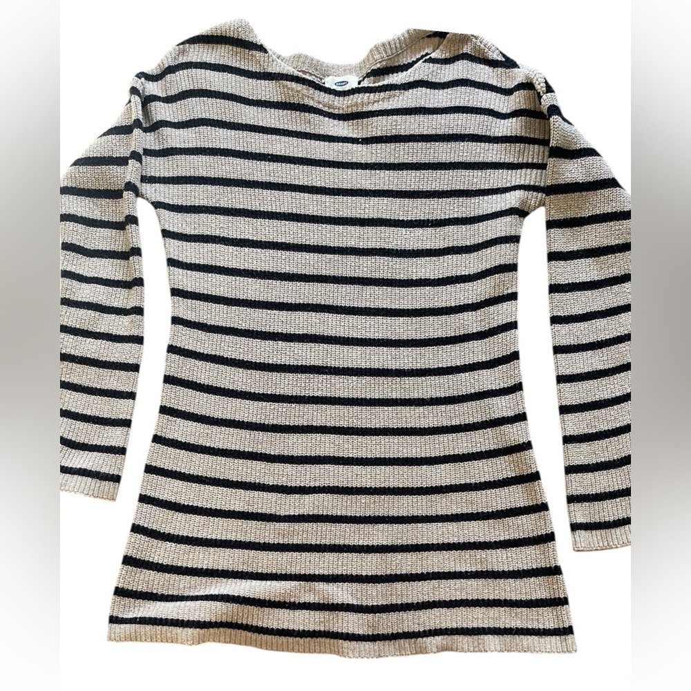 Old Navy Ribbed Knit MIDI/Mini Striped Sweater dress Size Large